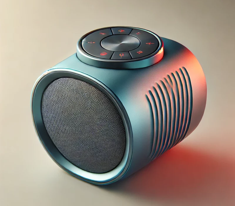 DALL·E 2025-03-05 11.53.08 - A high-quality image of a compact Bluetooth speaker with a modern design. The speaker has a stylish look, vibrant color, and excellent sound quality.