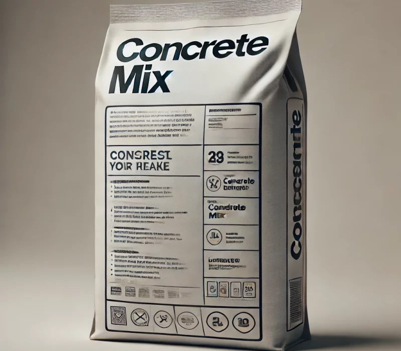 DALL·E 2025-03-05 12.23.43 - A high-quality image of a bag of concrete mix, designed for construction use. The bag is labeled with clear instructions and branding. The background