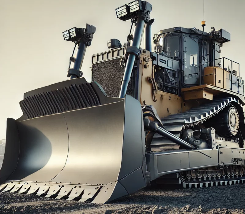 DALL·E 2025-03-05 13.31.11 - A high-quality image of a large bulldozer with a wide, heavy-duty blade for earthmoving and land clearing. The bulldozer is positioned on a constructi