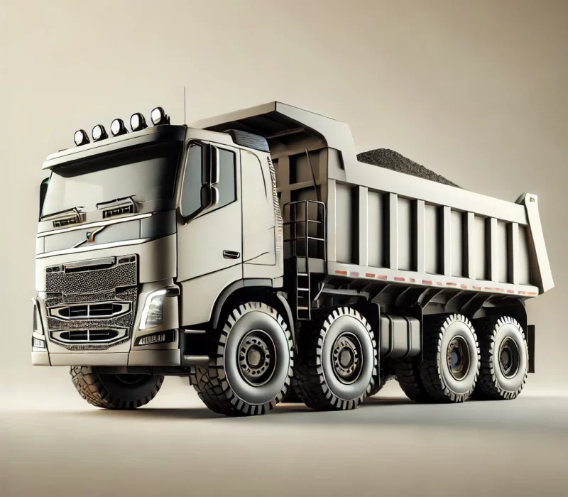 DALL·E 2025-03-05 13.31.20 - A high-quality image of a dump truck with a large open-box bed, designed for transporting heavy materials like soil, sand, and gravel. The dump truck